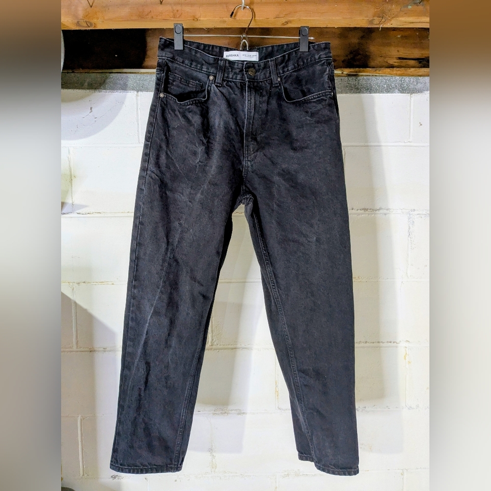 Bershka Men's (or Women's) Faded Black Denim, baggy/boyfriend style